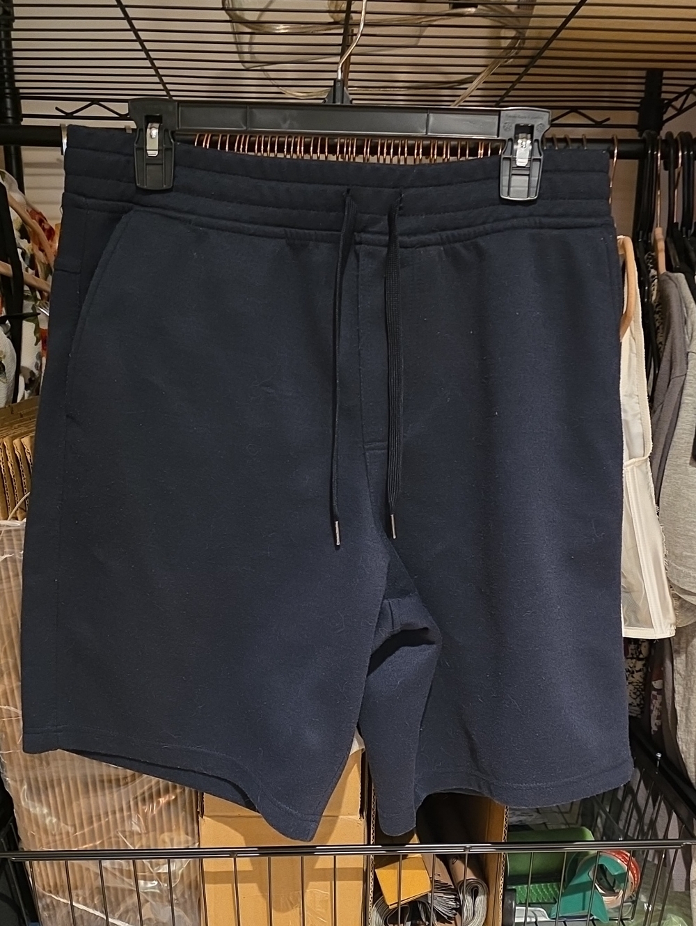 Men's Navy Drawstring Fleece Shorts